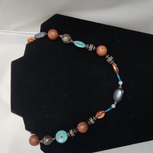 Boho Beaded Mixed Media Necklace – 18.5” - Picture 1 of 4